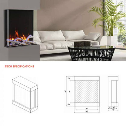 Amantii Smart Electric Wall Mount or Freestanding Electric Fireplace with 10pc Oak Log Media Kit