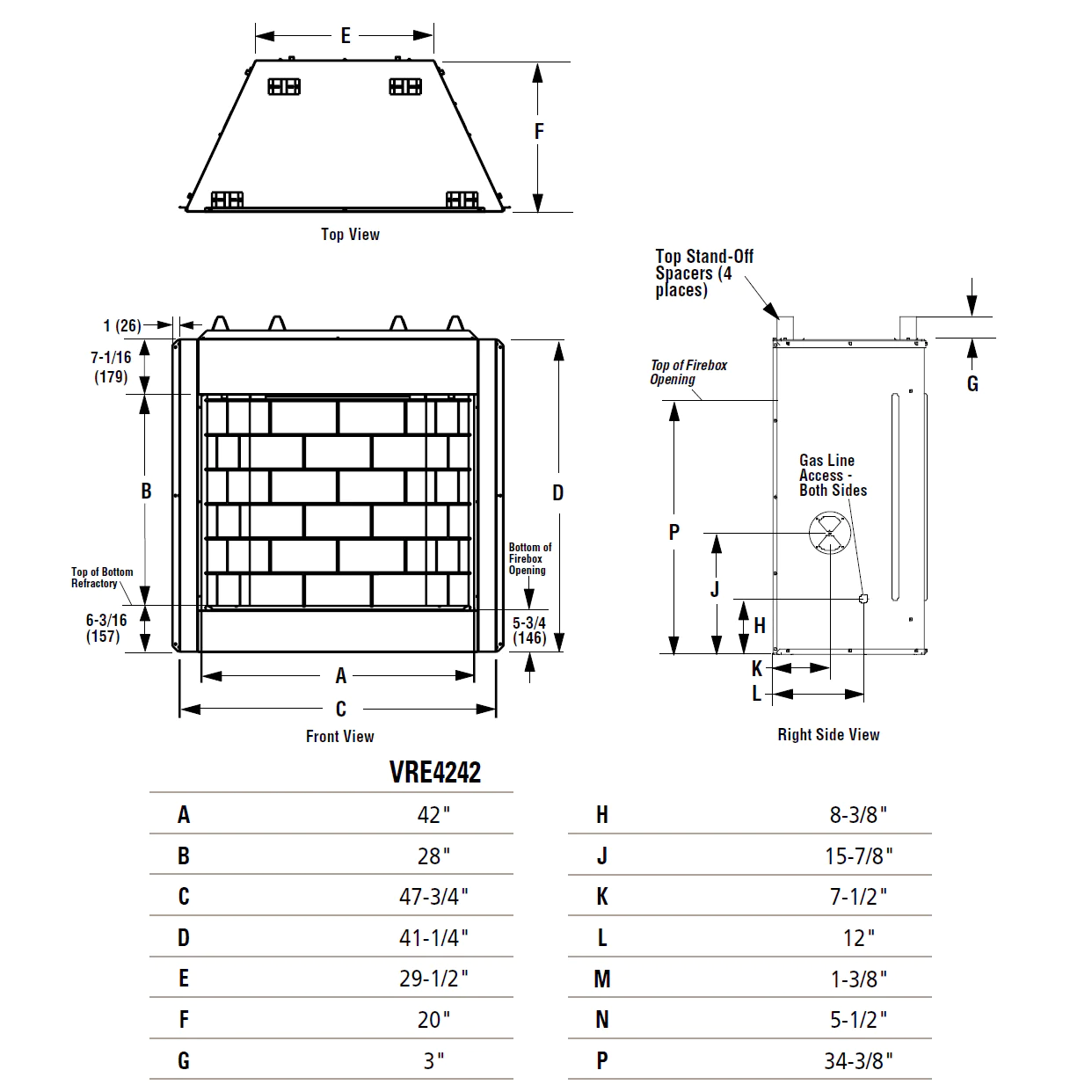 Superior 42 Inch Vent Free In/Outdoor Gas Firebox - VRE4242