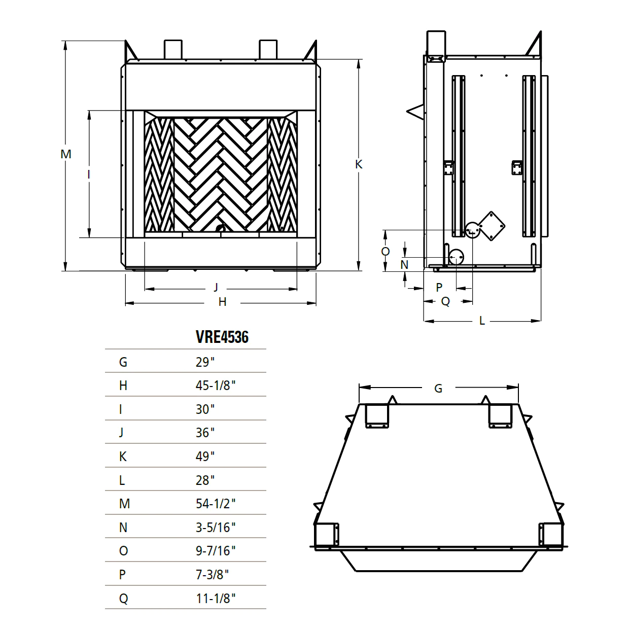 Superior 36 Inch Vent Free Outdoor Gas Firebox, Paneled - VRE4536