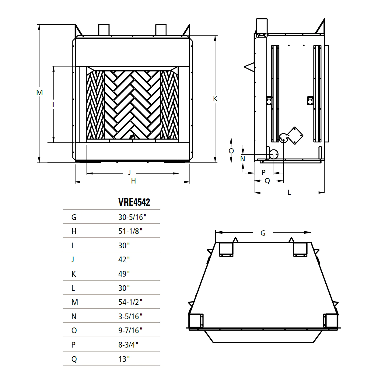 Superior 42 Inch Vent Free Outdoor Gas Firebox, Paneled - VRE4542