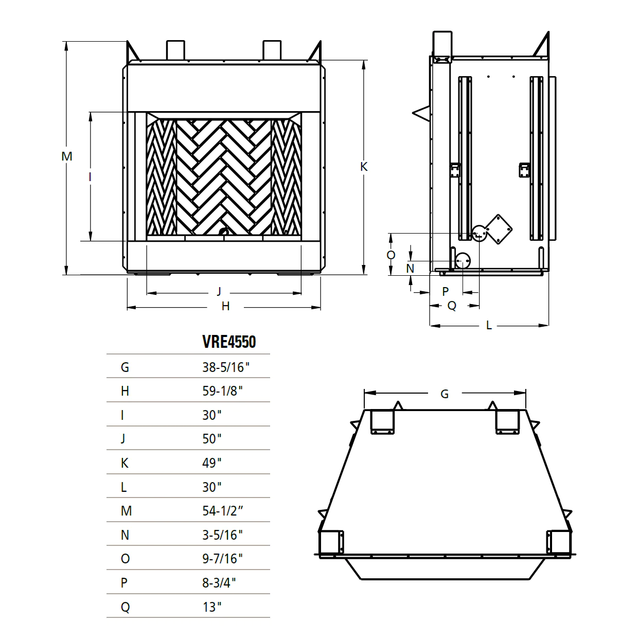 Superior 50 Inch Vent Free Outdoor Gas Firebox, Paneled - VRE4550