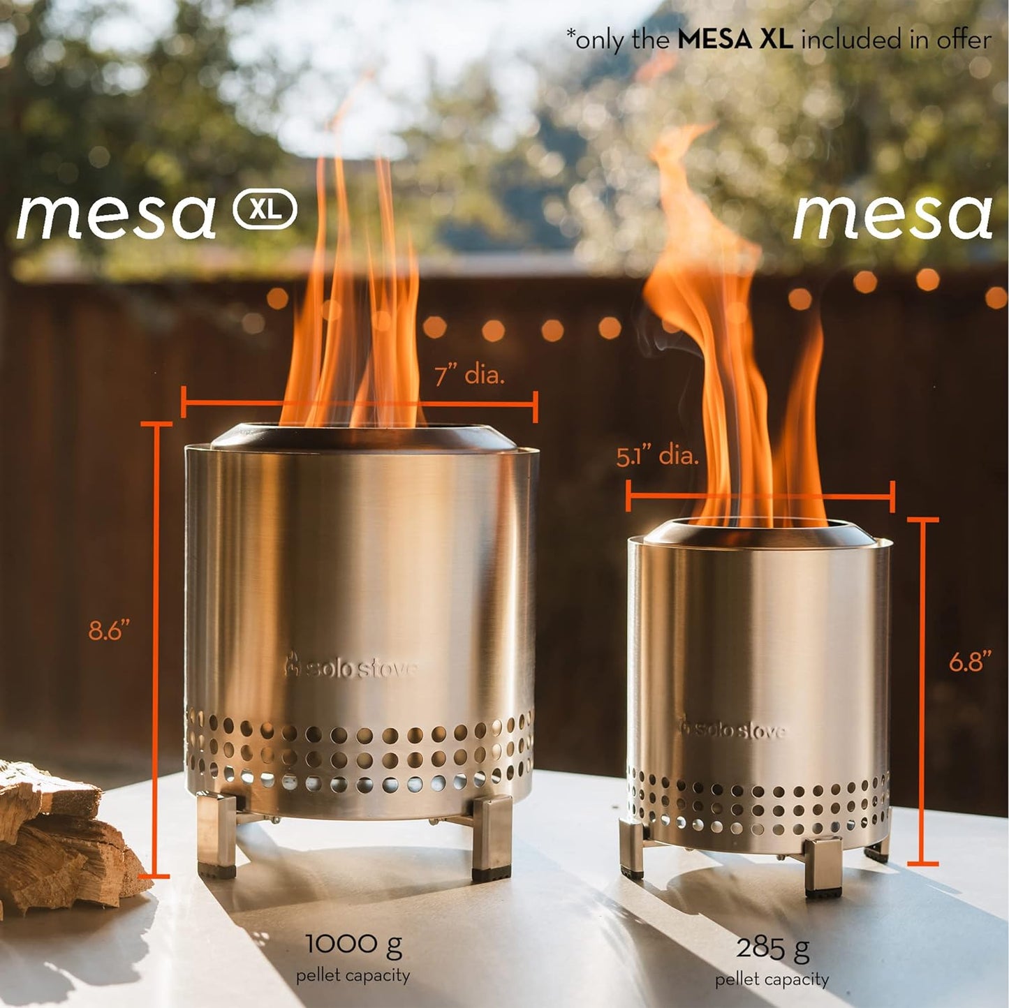 Solo Stove Mesa XL Tabletop Fire Pit - Stainless Steel SSMESA-XL-SS