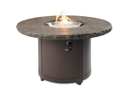 The Outdoor GreatRoom Company Beacon 48-Inch Round Gas Fire Pit Table with 20-Inch Crystal Fire Burner - Marbleized Noche - BC-20-MNB