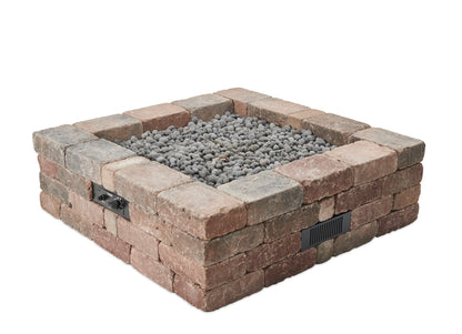 The Outdoor GreatRoom Bronson Block 51-Inch Square Propane Gas Fire Pit Kit with 42-Inch Crystal Fire Burner - BRON5151-K