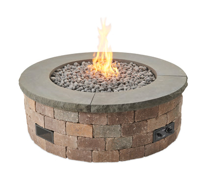 The Outdoor GreatRoom Bronson Block 52-Inch Round Fire Pit Kit with 42-Inch Crystal Fire Burner - BRON52-K