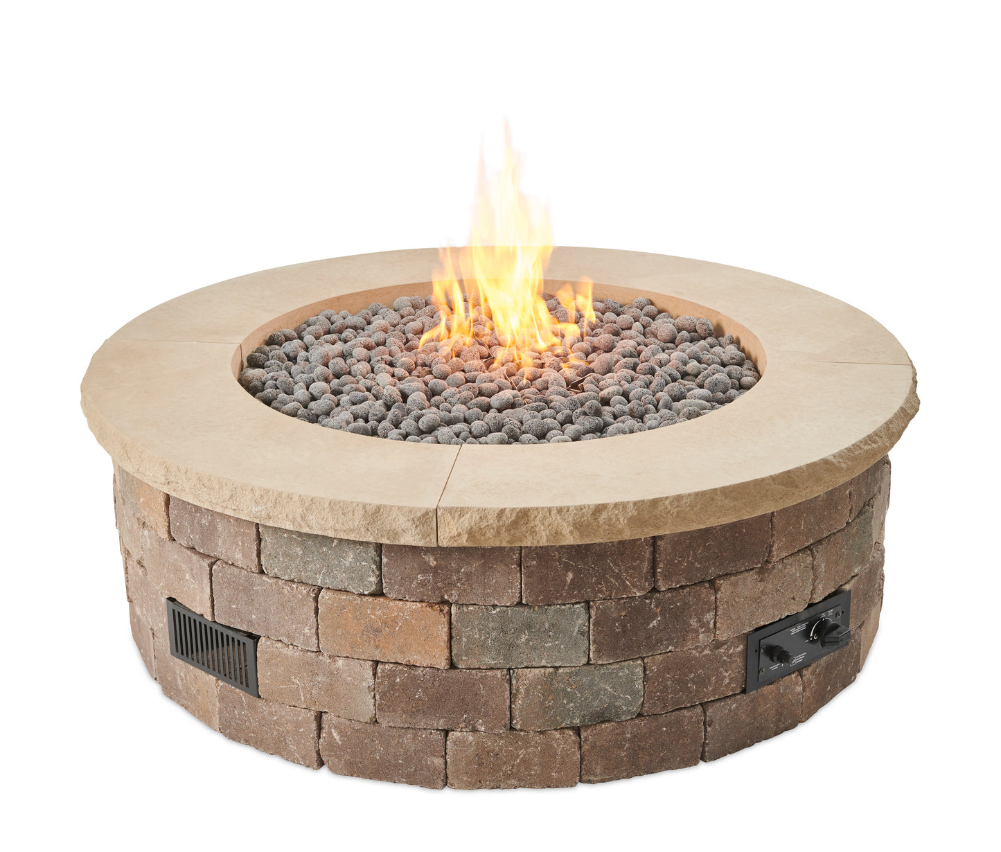 The Outdoor GreatRoom Bronson Block 52-Inch Round Fire Pit Kit with 42-Inch Crystal Fire Burner - BRON52-K