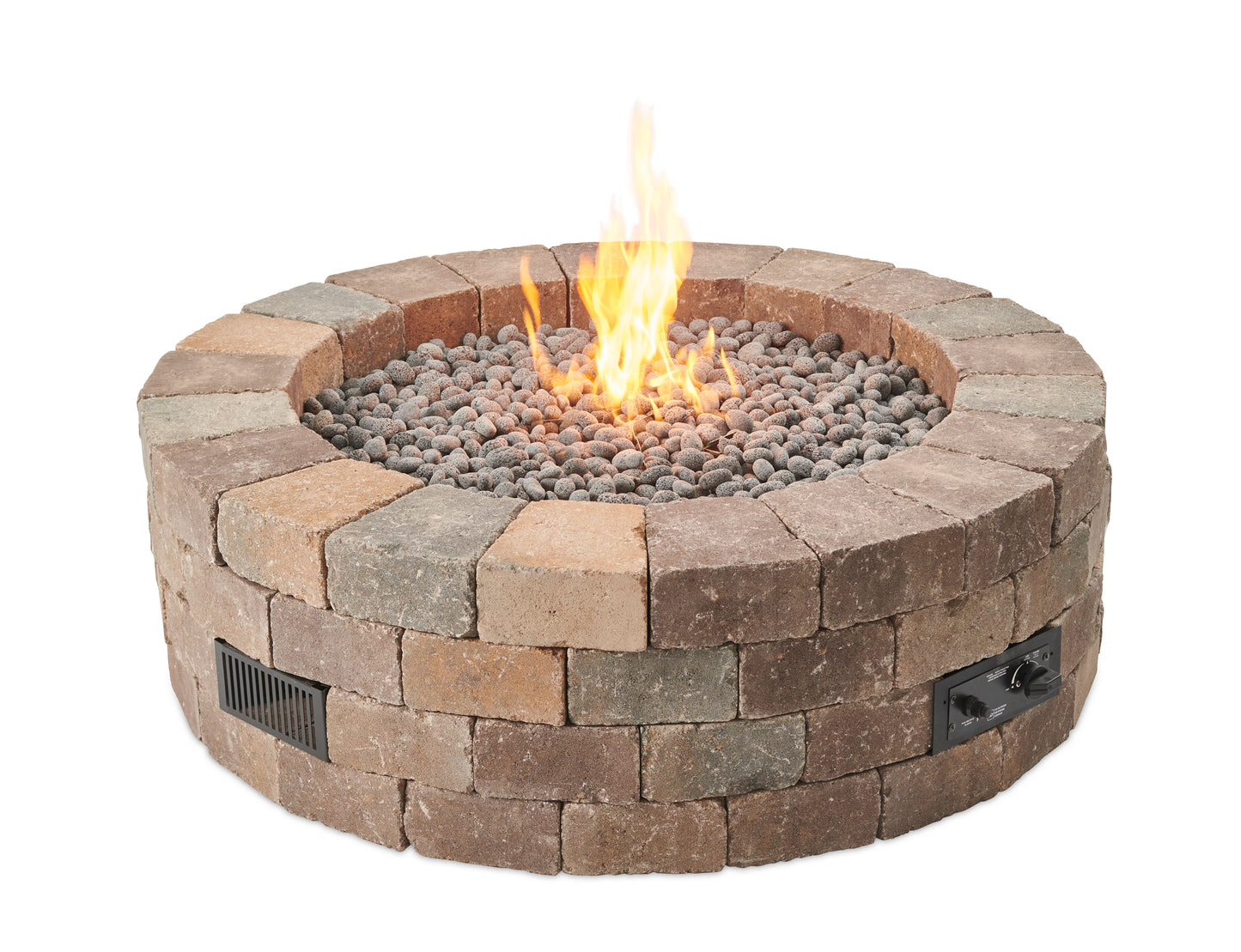 The Outdoor GreatRoom Bronson Block 52-Inch Round Fire Pit Kit with 42-Inch Crystal Fire Burner - BRON52-K