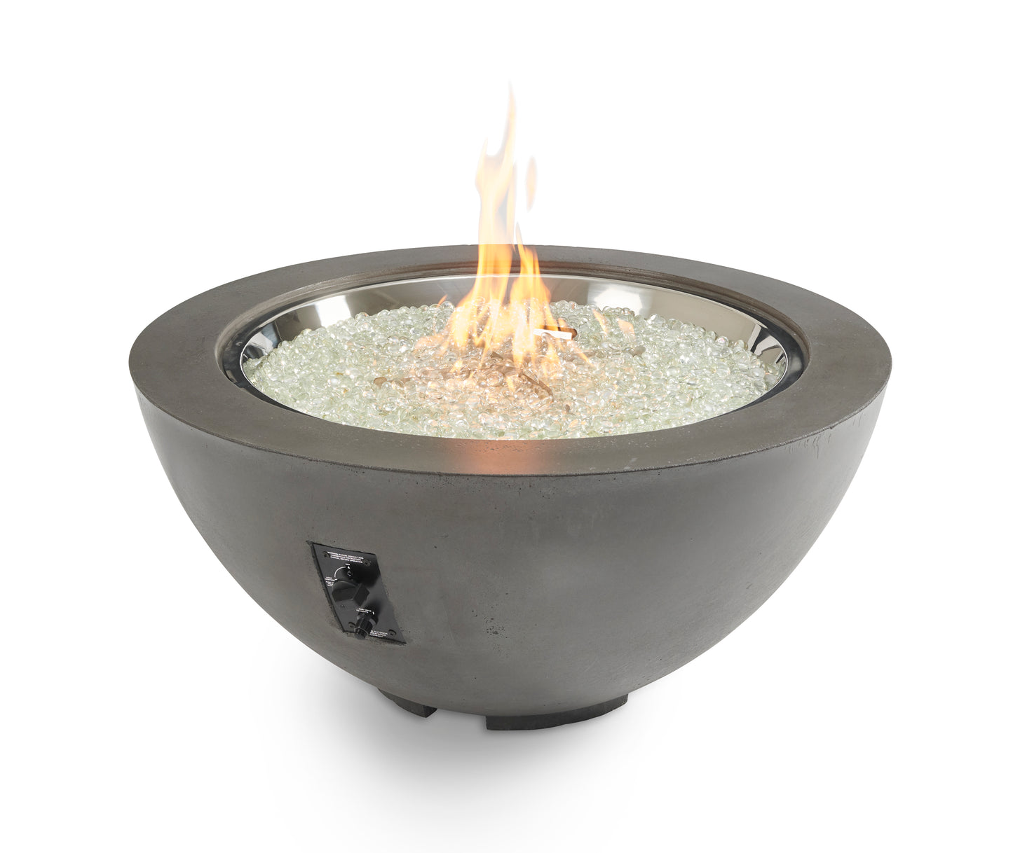 The Outdoor GreatRoom Company Cove Edge 42-Inch Round Midnight Mist Gas Fire Pit Bowl with 30-Inch Crystal Fire Burner - CV-30EMM