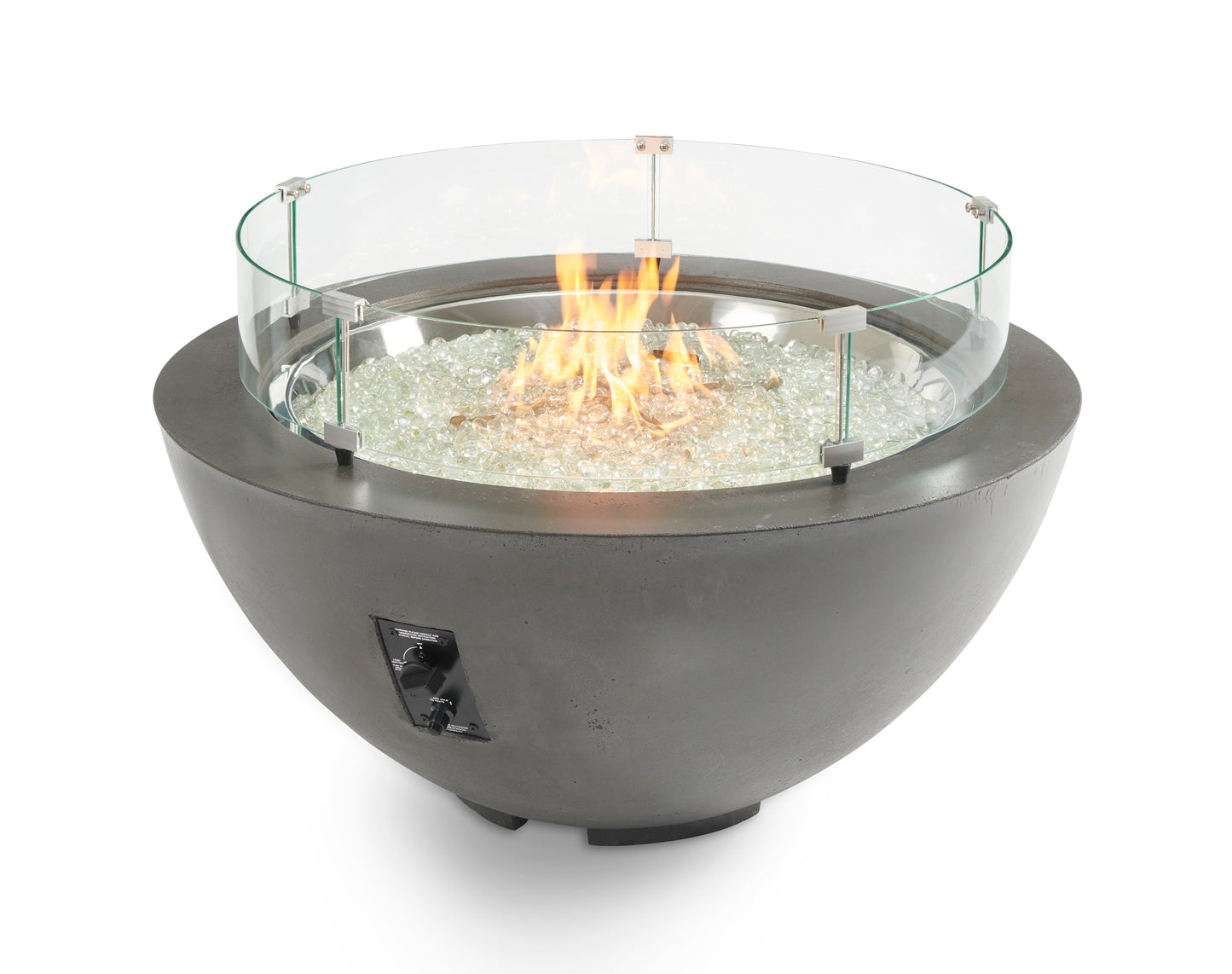 The Outdoor GreatRoom Company Cove Edge 42-Inch Round Midnight Mist Gas Fire Pit Bowl with 30-Inch Crystal Fire Burner - CV-30EMM