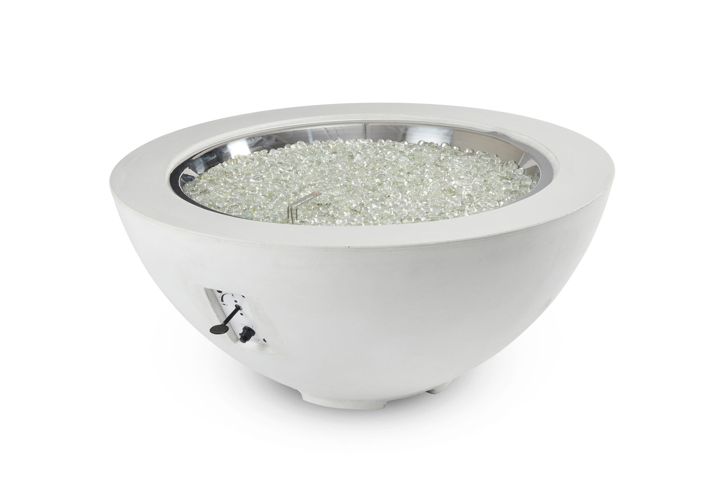 The Outdoor GreatRoom Company Cove Edge 42-Inch Round White Gas Fire Pit Bowl with 30-Inch Crystal Fire Burner - CV-30EWHT