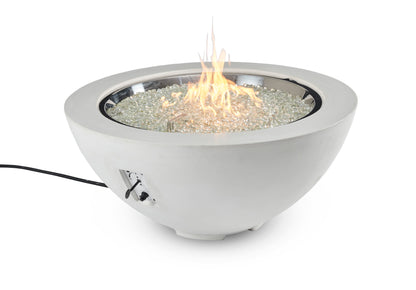 The Outdoor GreatRoom Company Cove Edge 42-Inch Round White Gas Fire Pit Bowl with 30-Inch Crystal Fire Burner - CV-30EWHT