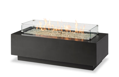 The Outdoor GreatRoom Company Cove 54-Inch Linear Propane Gas Fire Pit Table with 42-Inch Crystal Fire Burner - Midnight Mist - CV-54MM