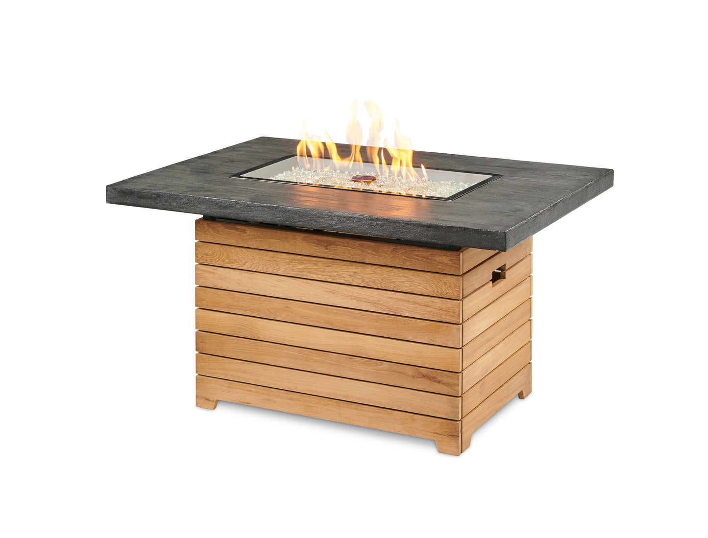 The Outdoor GreatRoom Darien 44-Inch Rectangular Fire Pit Table with Everblend Top and 24-Inch Crystal Fire Burner - DAR-1224-EBG-K