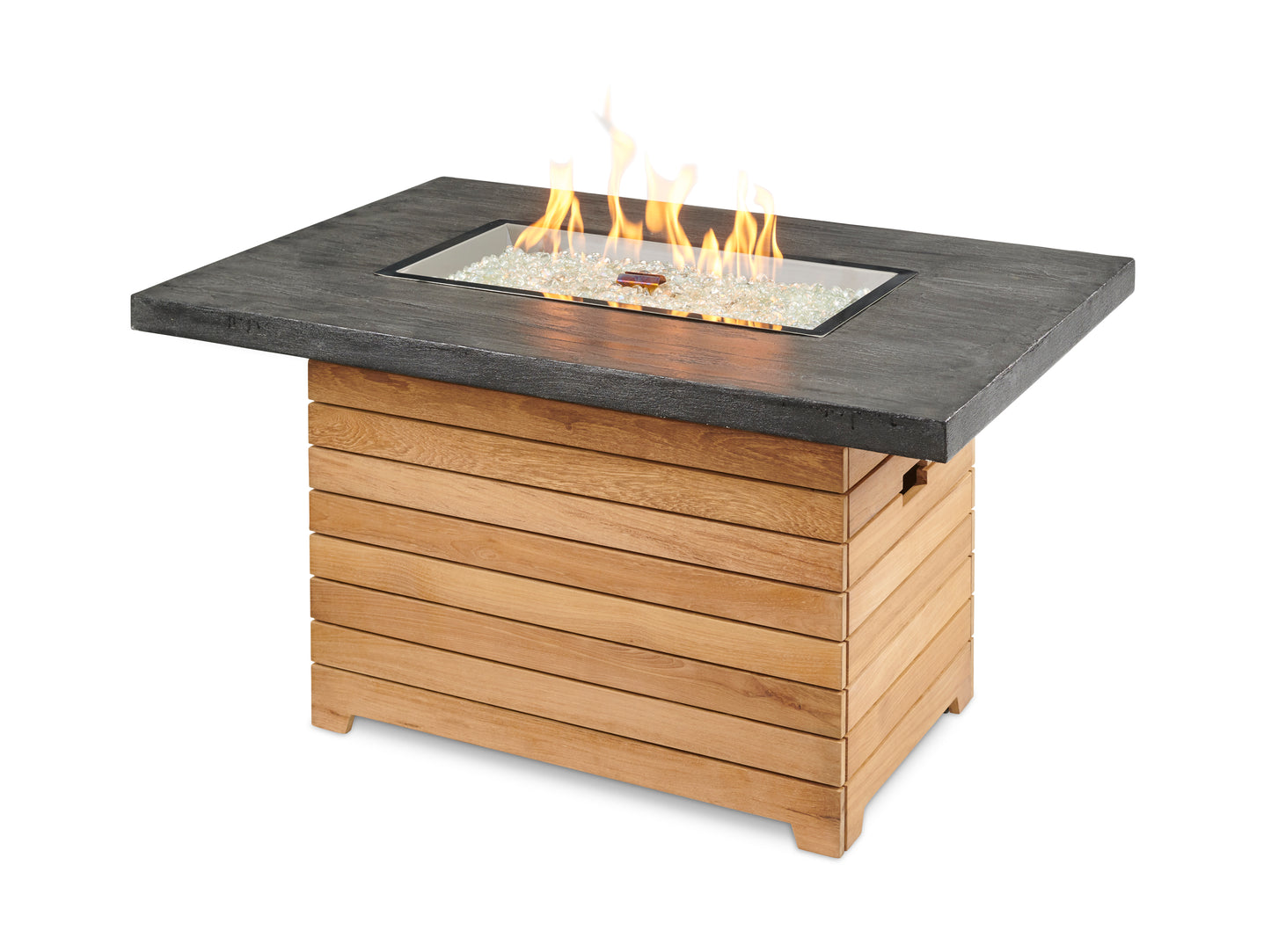 The Outdoor GreatRoom Darien 44-Inch Rectangular Fire Pit Table with Everblend Top and 24-Inch Crystal Fire Burner - DAR-1224-EBG-K