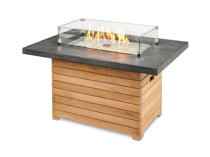 The Outdoor GreatRoom Darien 44-Inch Rectangular Fire Pit Table with Everblend Top and 24-Inch Crystal Fire Burner - DAR-1224-EBG-K