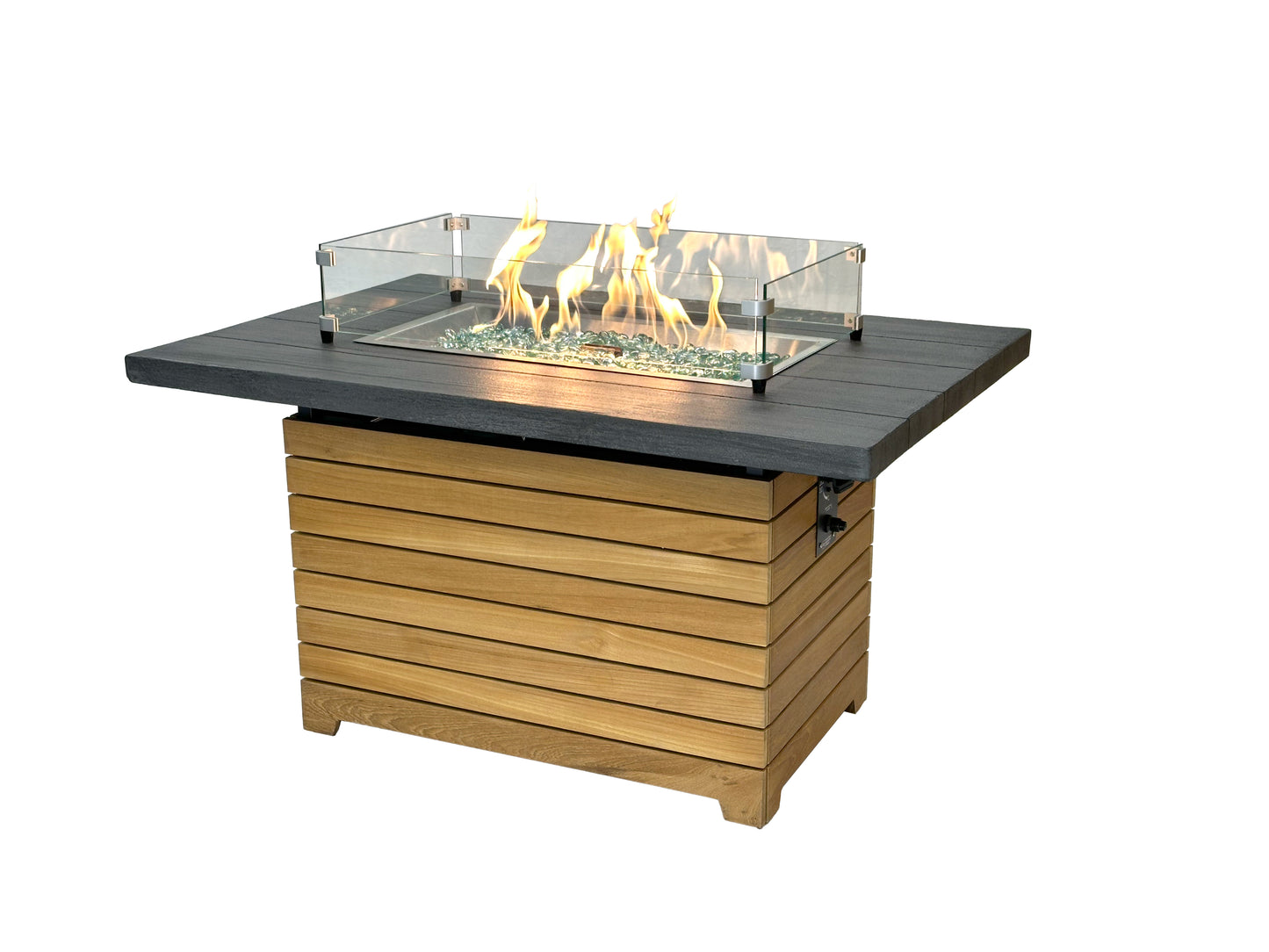 The Outdoor GreatRoom Darien 44-Inch Rectangular Fire Pit Table with Everblend Top and 24-Inch Crystal Fire Burner - DAR-1224-EBG-K