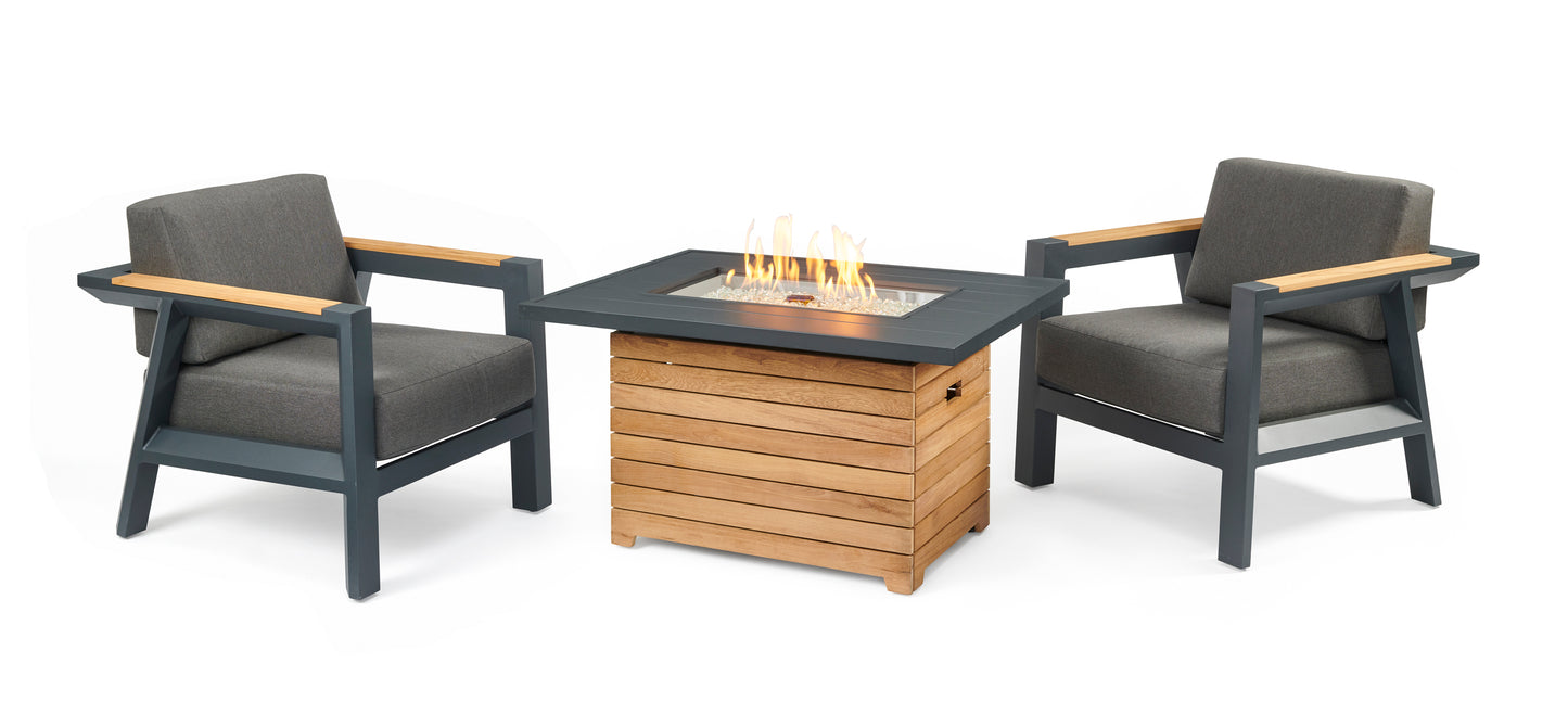 The Outdoor GreatRoom Darien 44-Inch Rectangular Fire Pit Table with Everblend Top and 24-Inch Crystal Fire Burner - DAR-1224-EBG-K