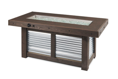 The Outdoor GreatRoom Company Denali Brew 56-Inch Linear Propane Gas Fire Pit Table with 42-Inch Crystal Fire Burner - DENBR-1242