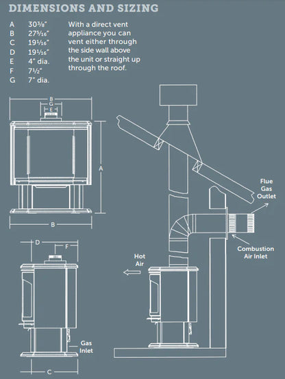 Kingsman 27" Free Standing Direct Vent Gas Stove - FDV350