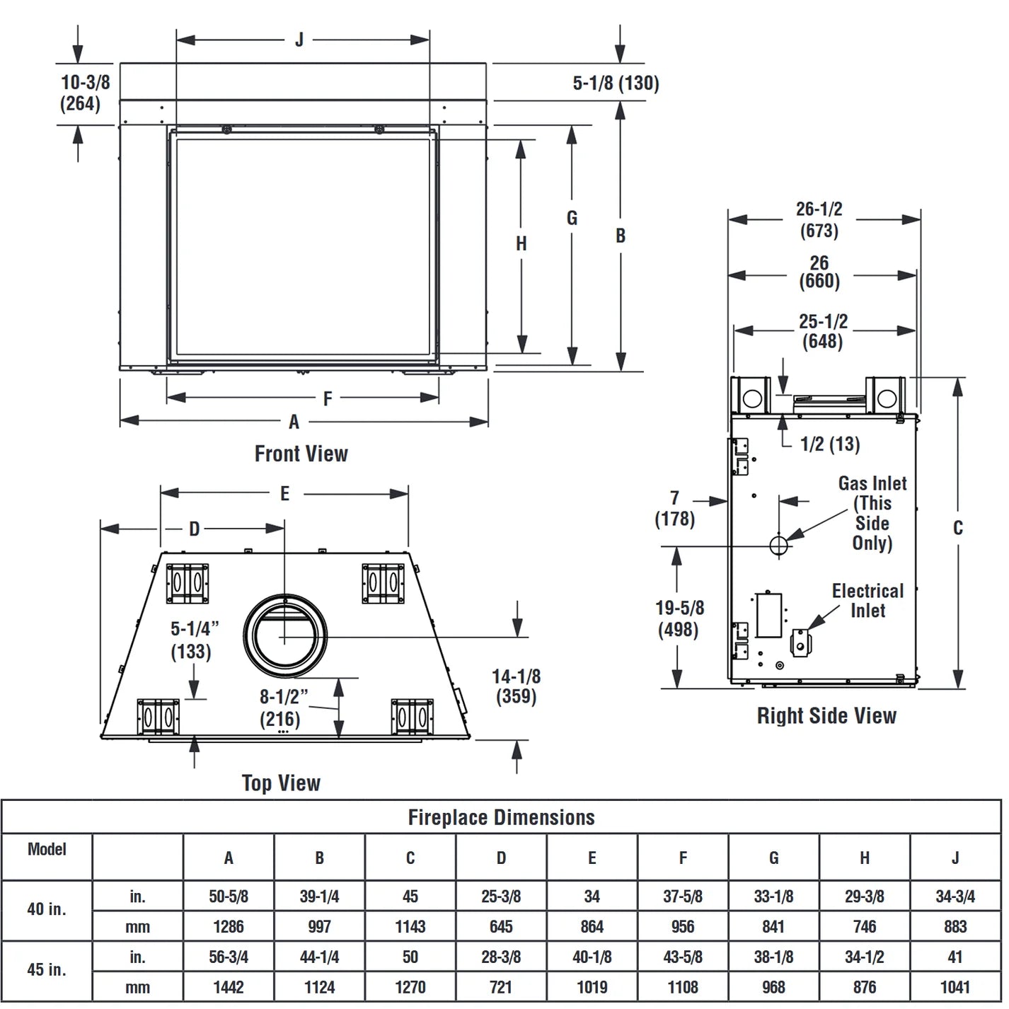 Superior 45 Inch Direct Vent Traditional Gas Fireplace - DRT6345