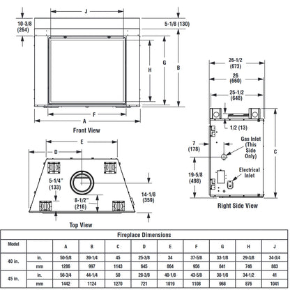 Superior 45 Inch Direct Vent Traditional Gas Fireplace - DRT6345