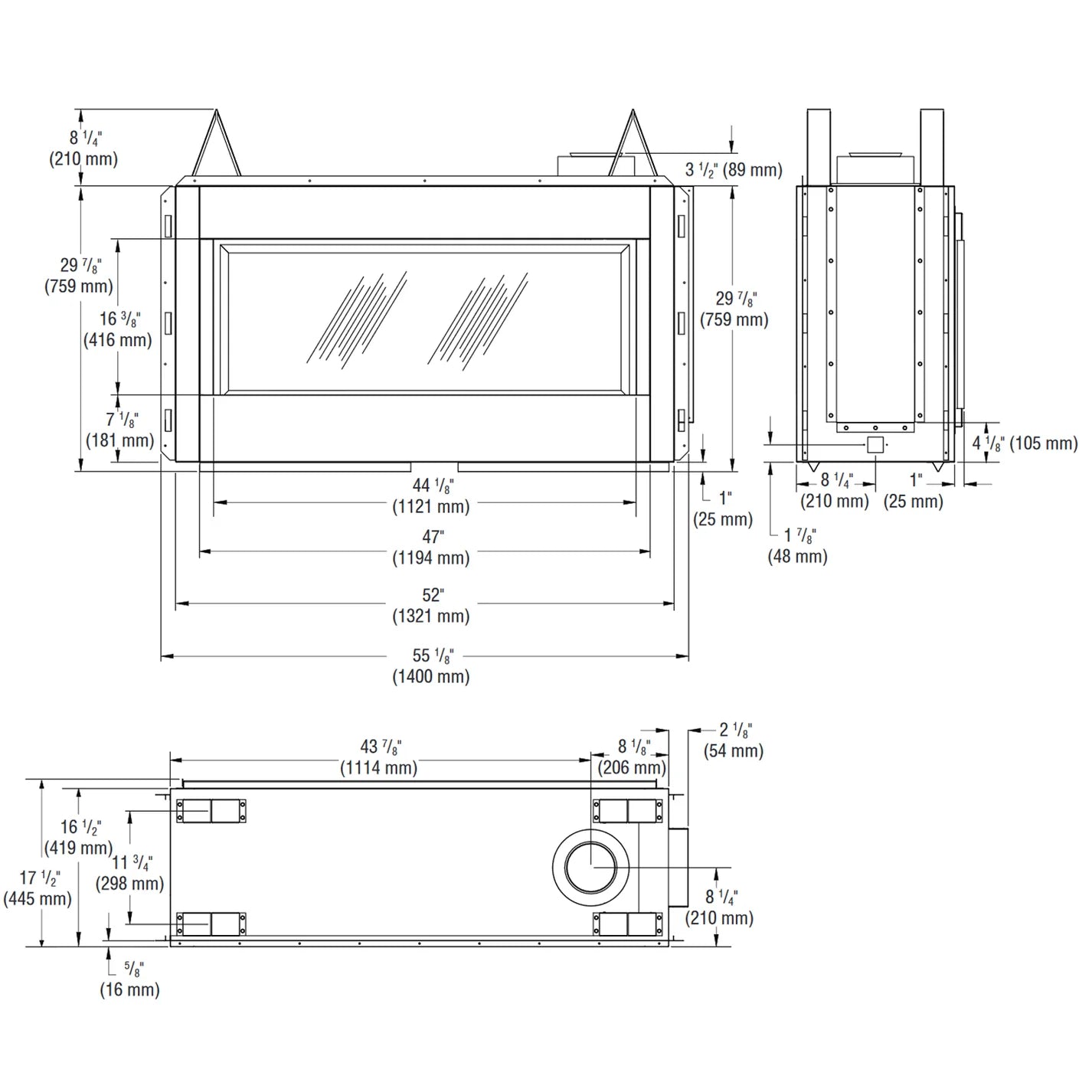 Superior 43 Inch Direct Vent Contemporary Linear Gas Fireplace - DRL4543