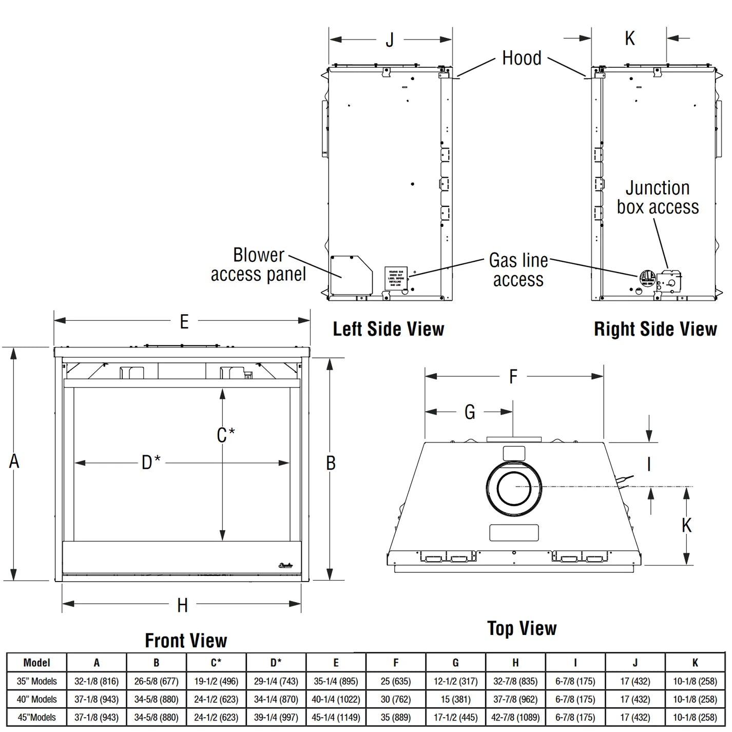 Superior 35 Inch Direct Vent Traditional Gas Fireplace - DRT3535