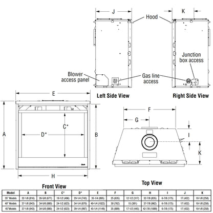 Superior 35 Inch Direct Vent Traditional Gas Fireplace - DRT3535