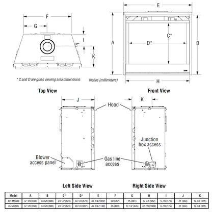 Superior 45 Inch Direct Vent Traditional Gas Fireplace - DRT4045