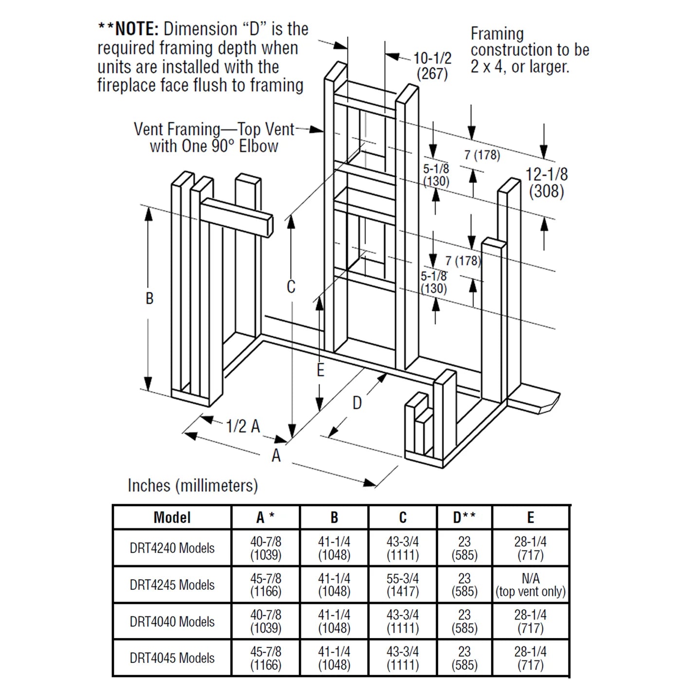 Superior 40 Inch Direct Vent Traditional Gas Fireplace - DRT4040