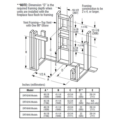 Superior 45 Inch Direct Vent Traditional Gas Fireplace - DRT4245