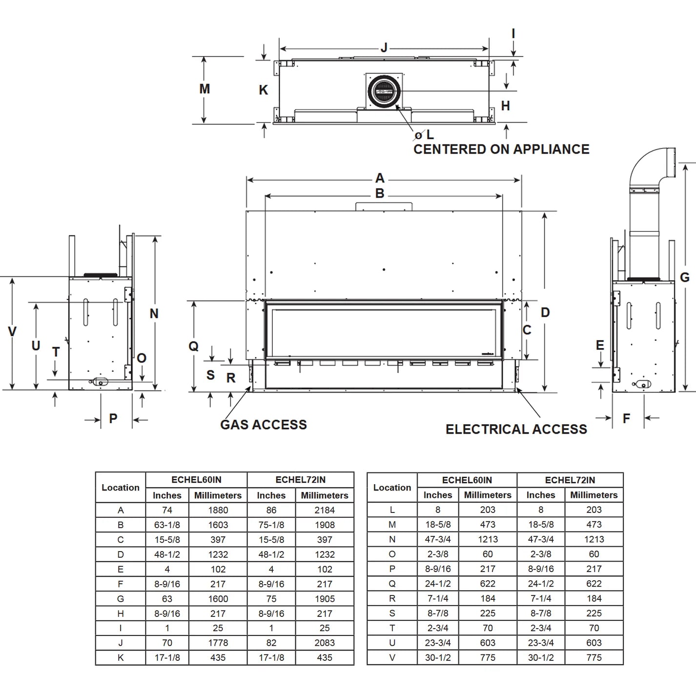 Majestic Echelon II 72 Linear Direct Vent Gas Fireplace - ECHEL72IN-C