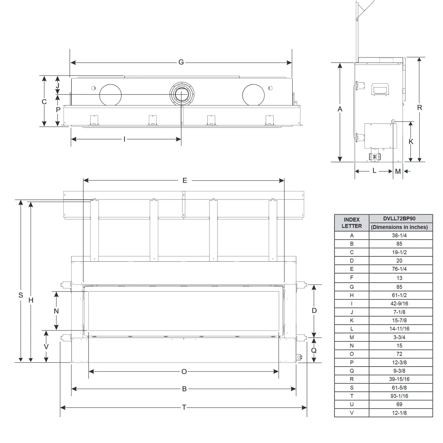 Empire Boulevard 72 Inch Linear Contemporary Direct Vent Fireplace - DVLL72BP90