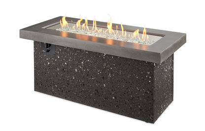 The Outdoor GreatRoom Company Key Largo 54-Inch Linear Propane Gas Fire Pit Table with 42-Inch Crystal Fire Burner - Midnight Mist - KL-1242-MM