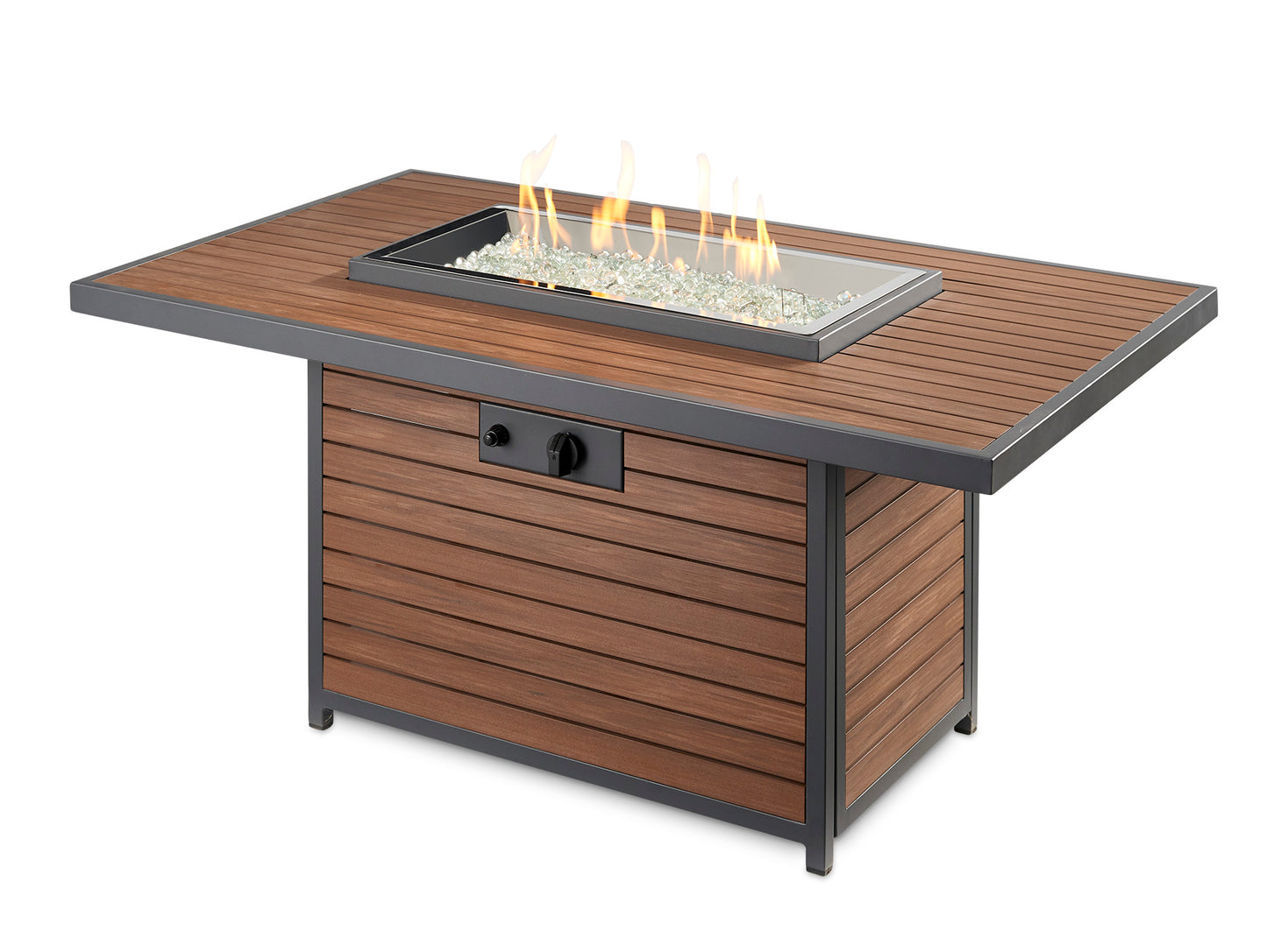 The Outdoor GreatRoom Company Kenwood 50-Inch Rectangular Propane Gas Fire Pit Table with 24-Inch Crystal Fire Burner - KW-1224-19-K