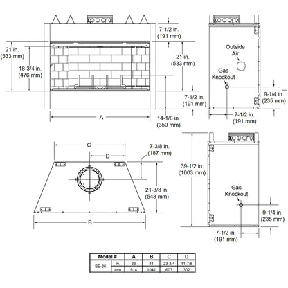 Majestic Royalton 36 Radiant Wood Burning Fireplace - BE36