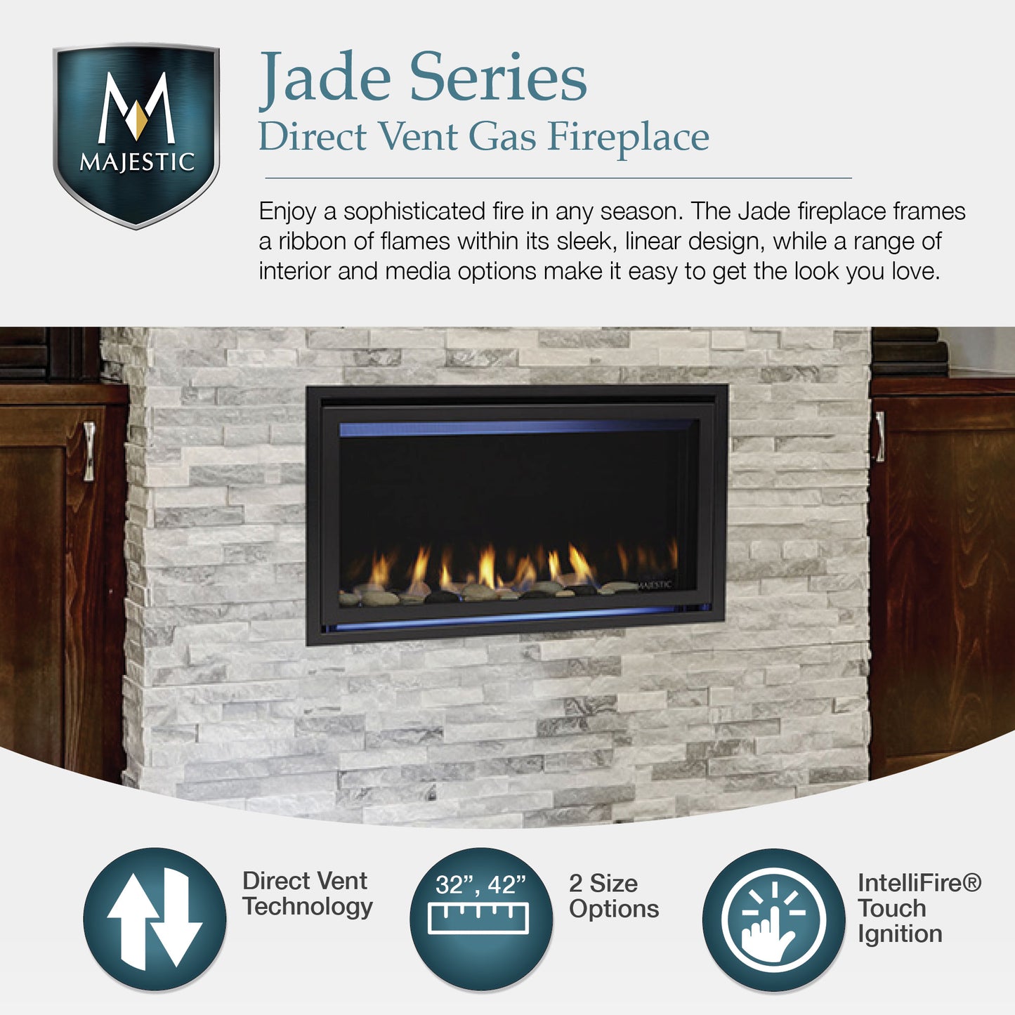 Majestic Jade 32 Linear Direct Vent Fireplace - JADE32