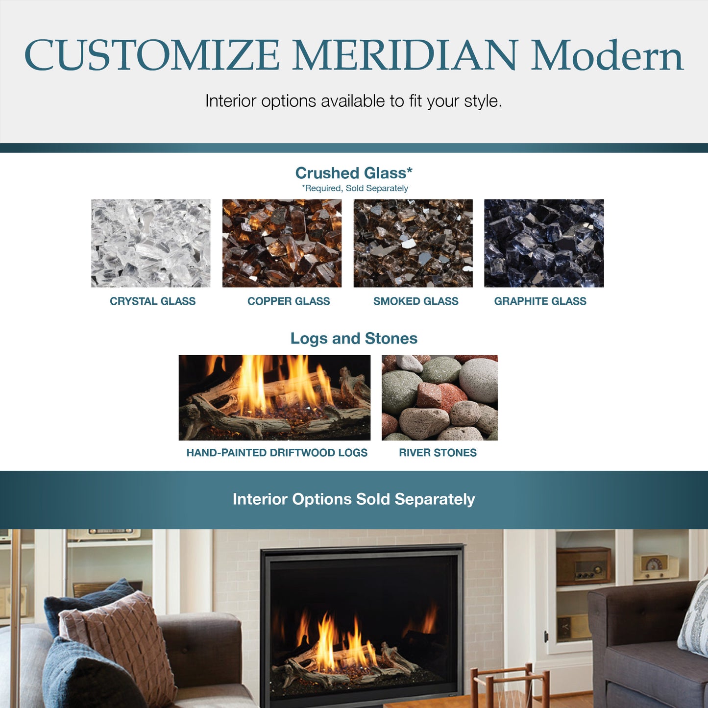 Majestic 42 Meridian Modern Gas Fireplace with IntelliFire Touch Ignition - MER42MN