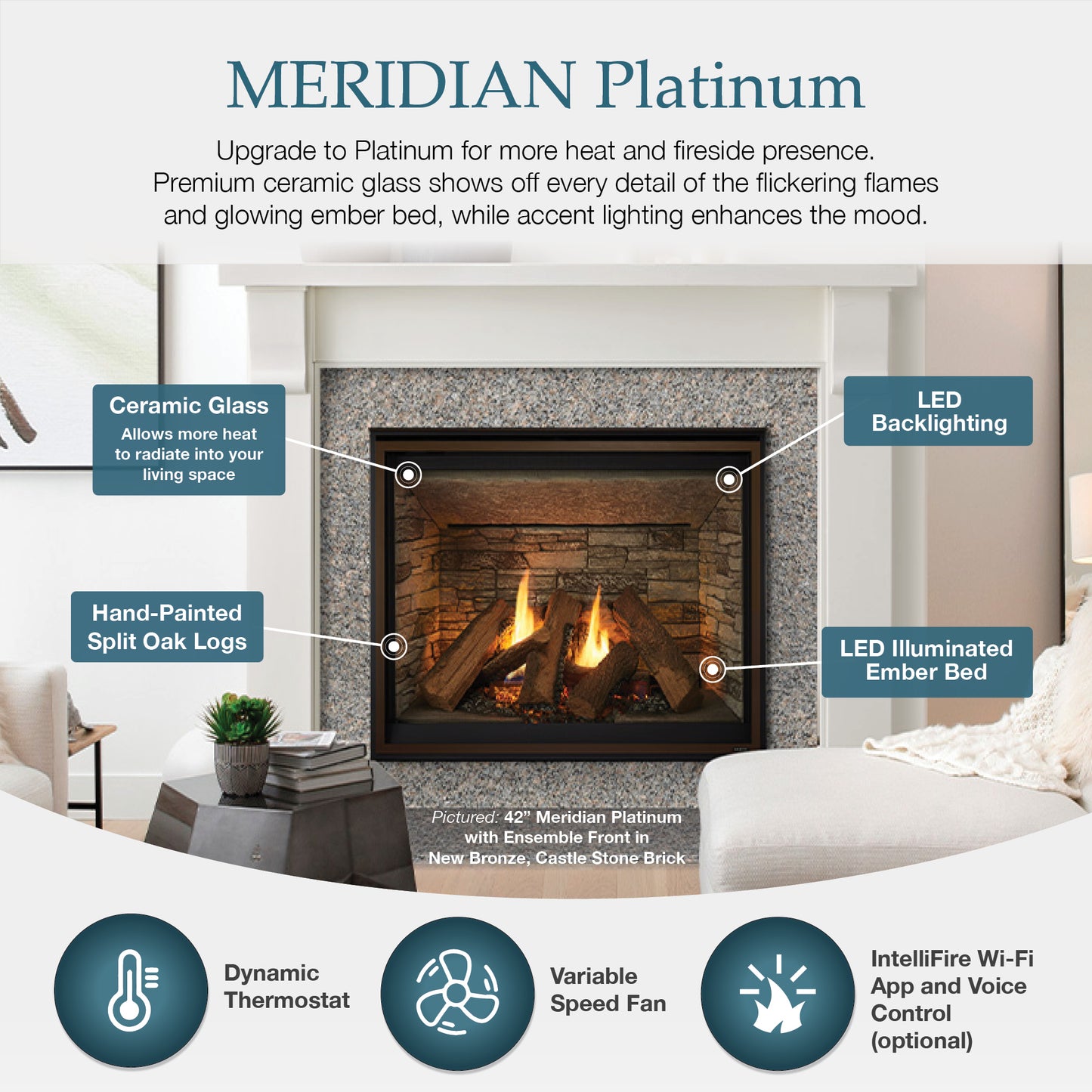 Majestic Meridian Platinum 42 Direct Vent Gas Fireplace - MERIDPLA42