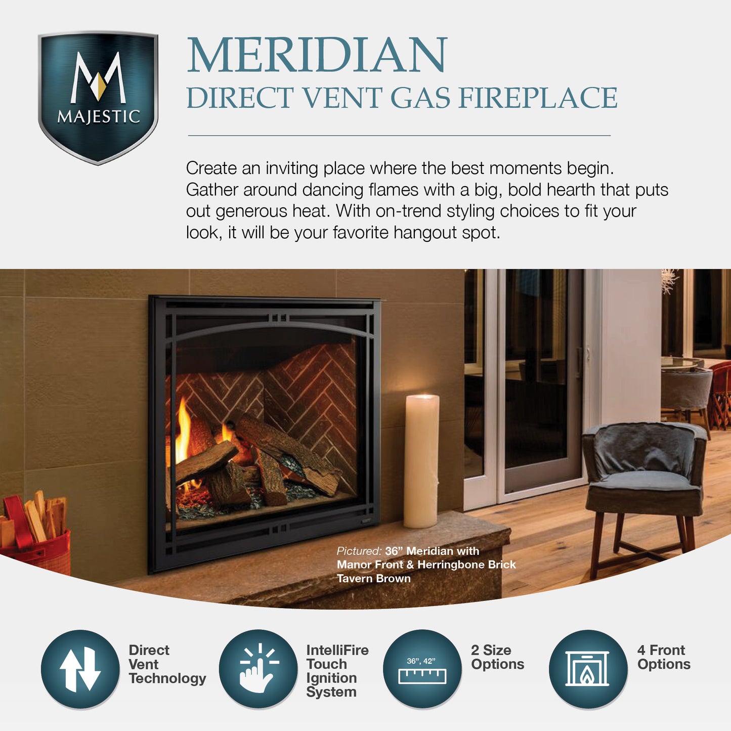 Majestic Meridian 36 Direct Vent Gas Fireplace - MER36