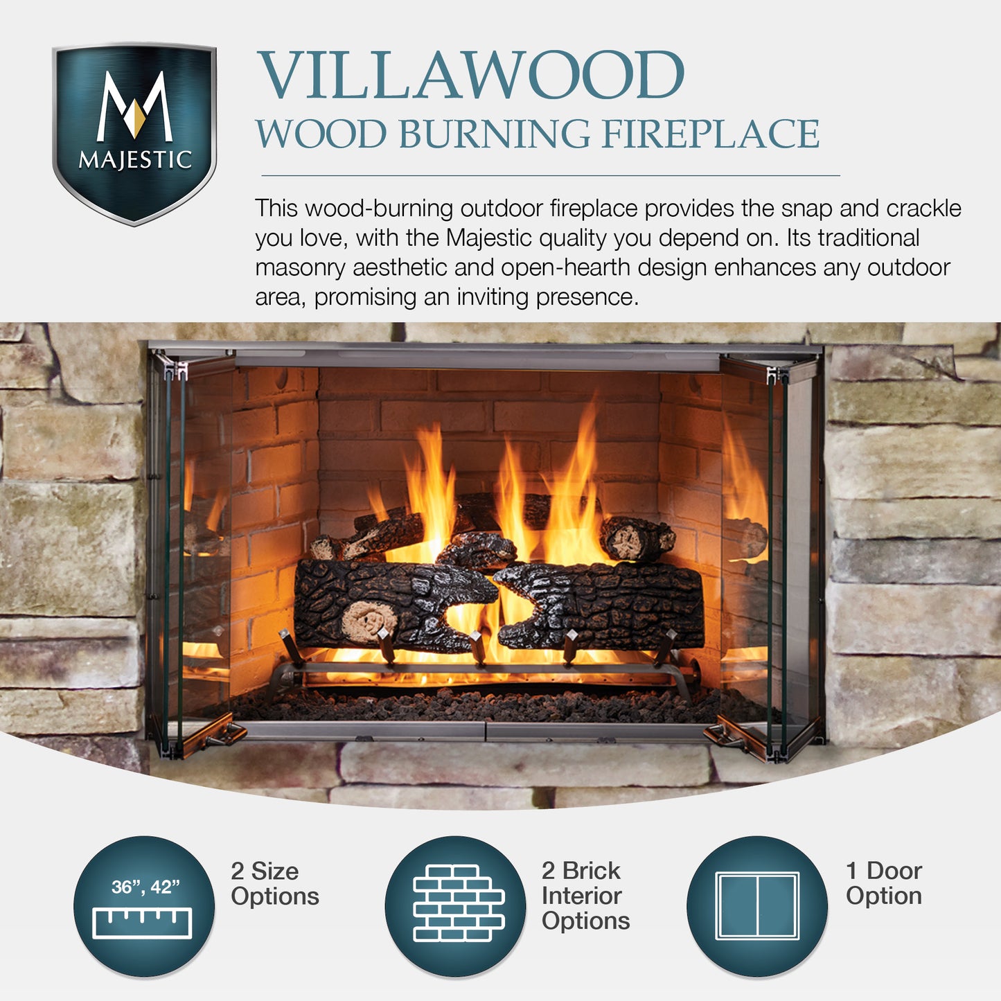 Majestic Villawood Outdoor Wood Burning Fireplace - ODVILLA