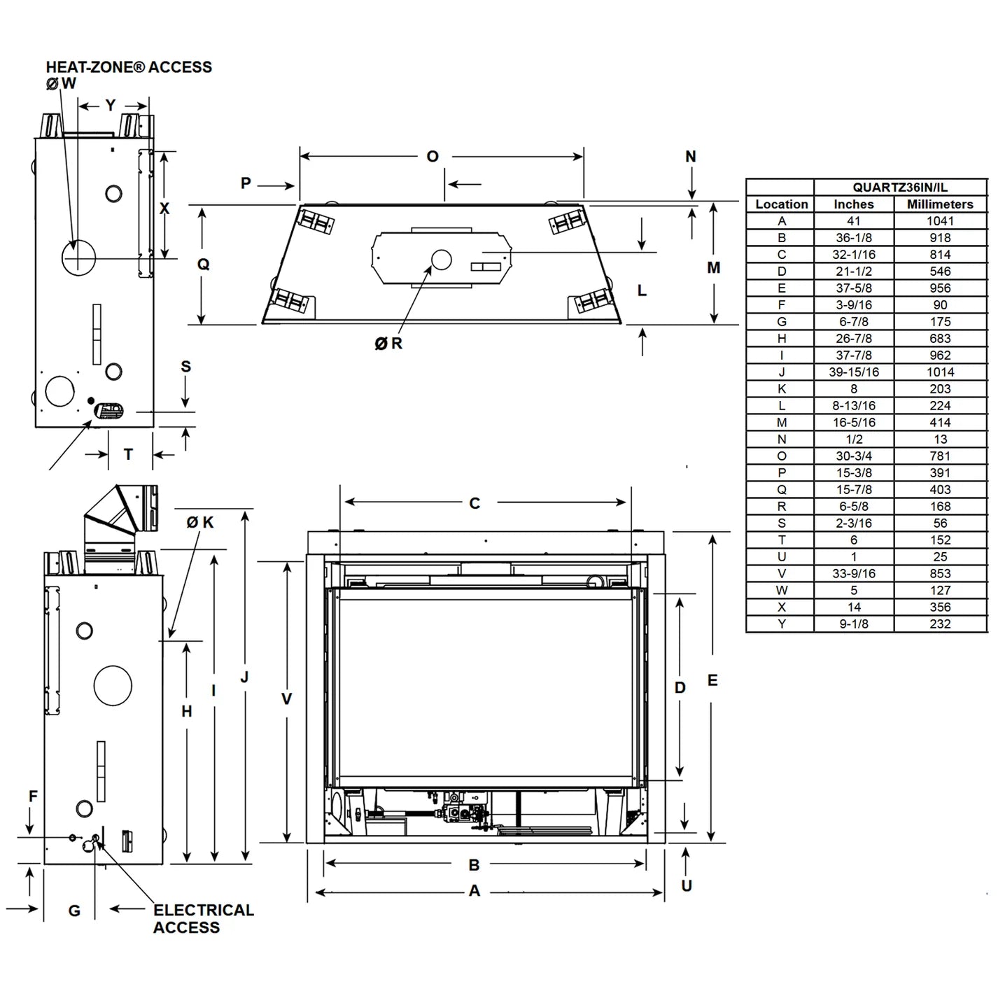 Majestic Quartz 36 Direct Vent Gas Fireplace - QUARTZ36