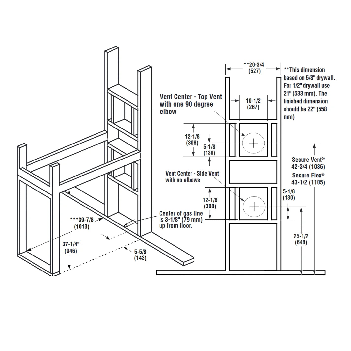 Superior 35 Inch Direct Vent Traditional See-Thru Gas Fireplace - DRT35ST