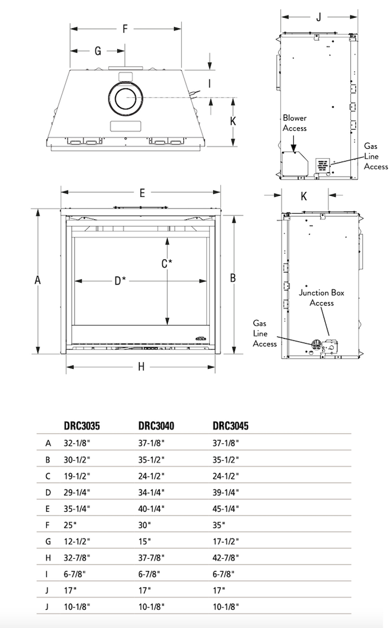 Superior 40 Inch Direct Vent Contemporary Gas Fireplace - DRC3040