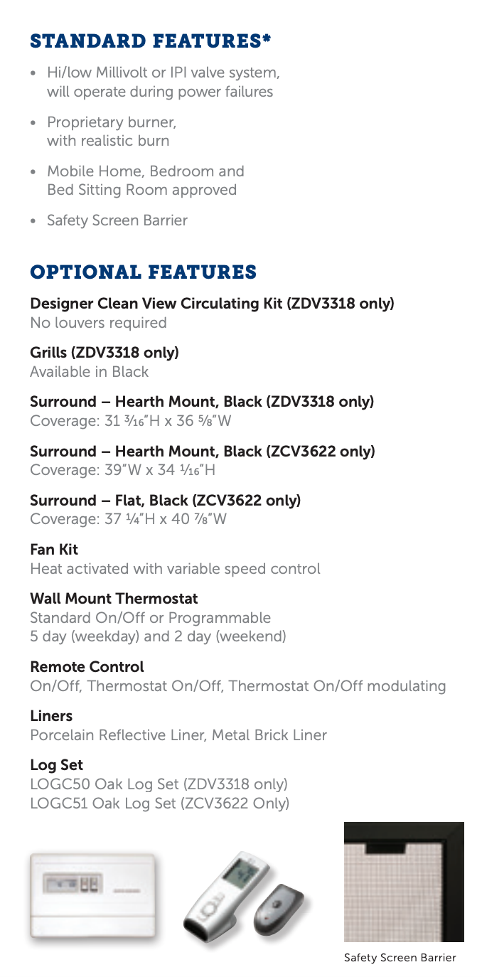 Kingsman 36" Zero Clearance Direct Vent Gas Fireplace - ZCV3622