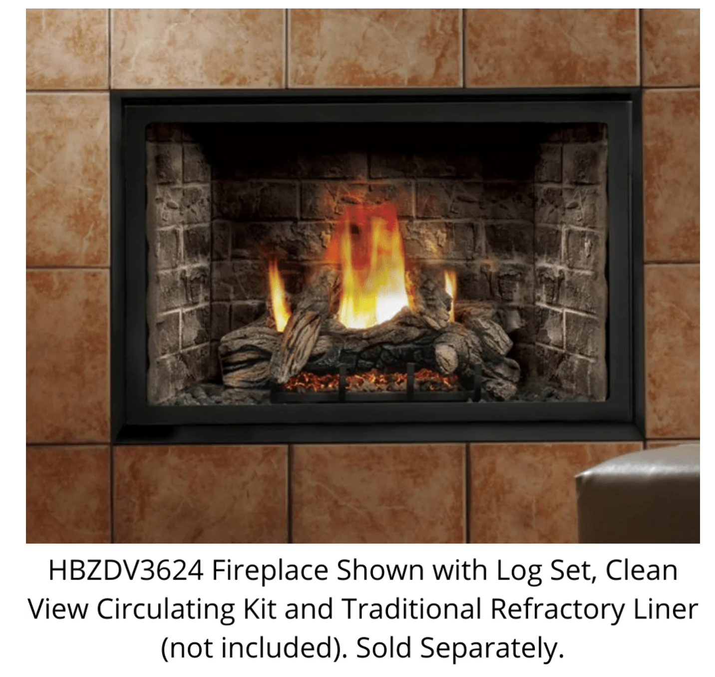 Kingsman 36" Zero Clearance Direct Vent Gas Fireplace - HBZDV3624