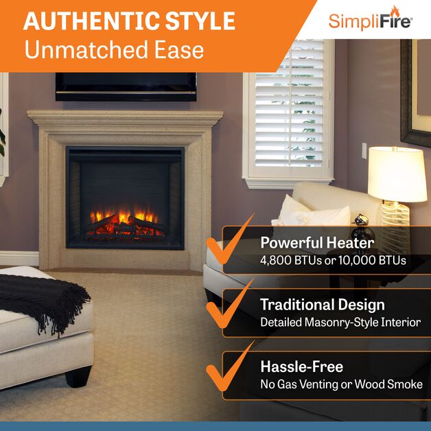 SimpliFire Built-In 30 inch Electric Fireplace SF-BI30-EB