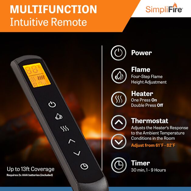 SimpliFire Built-In 30 inch Electric Fireplace SF-BI30-EB