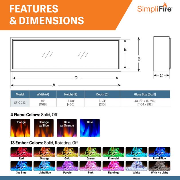 Simplifire Forum 43" Outdoor Electric Fireplace SF-OD43