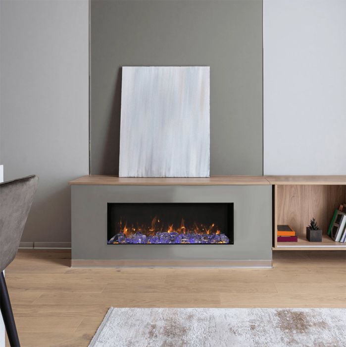 Amantii Panorama Slim and Deep Full View Smart Electric Fireplace with Glass Media Kit